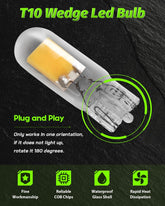 Alopee 194 LED Bulb Warm White / White , T10 LED Bulb 2SMD COB Chips, 168 LED Bulb, 921 2825 LED Bulb W5W 158 501 LED Lights for Car Interior Dome Map Door Light License Plate Light DC 12V, Pack of 10
